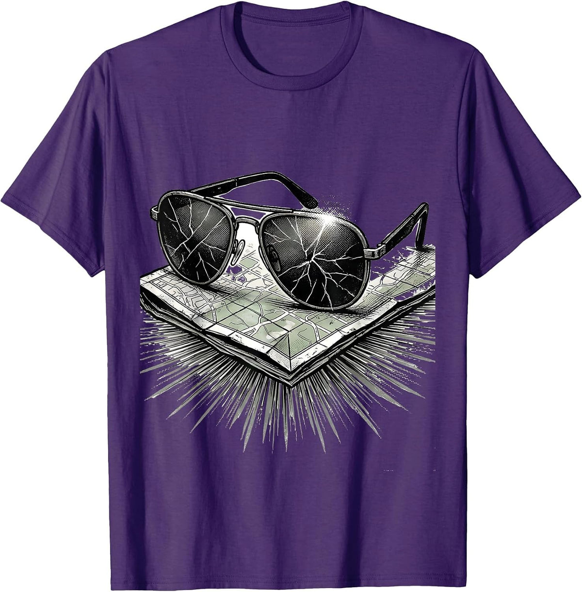 Men's Cracked Aviator Sunglasses Trucker Diesel Driver Humor T-Shirt - Purple