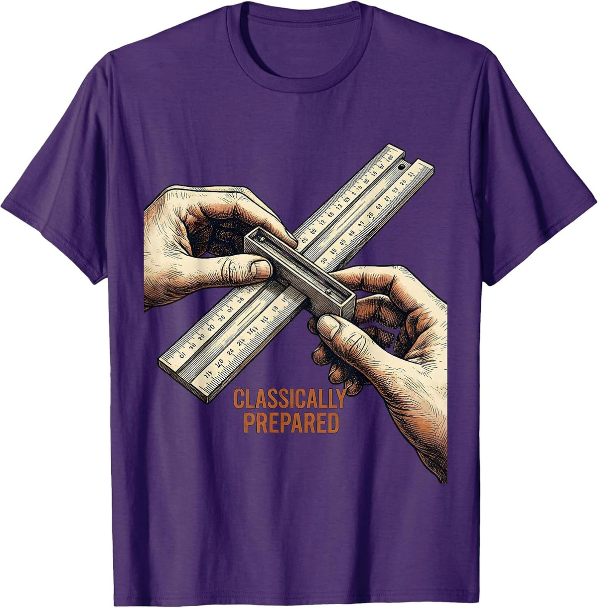 Classically Prepared Vintage Slide Rule Retro Math Engineer T-Shirt - Purple