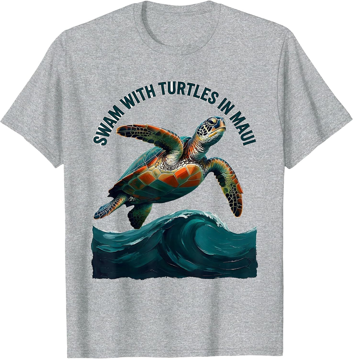 Men's Swam With Turtles In Maui Funny Sea Turtle Lover Vacation T-Shirt - Heather Grey