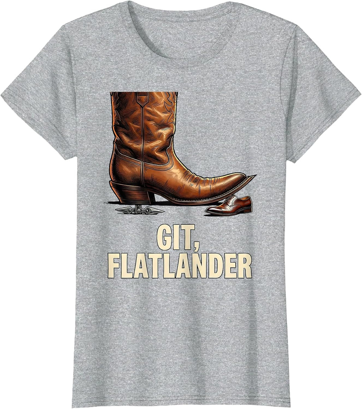 Git, Flatlander Funny Cowboy Cowgirl Western Rodeo Pride T-Shirt - Heather Grey