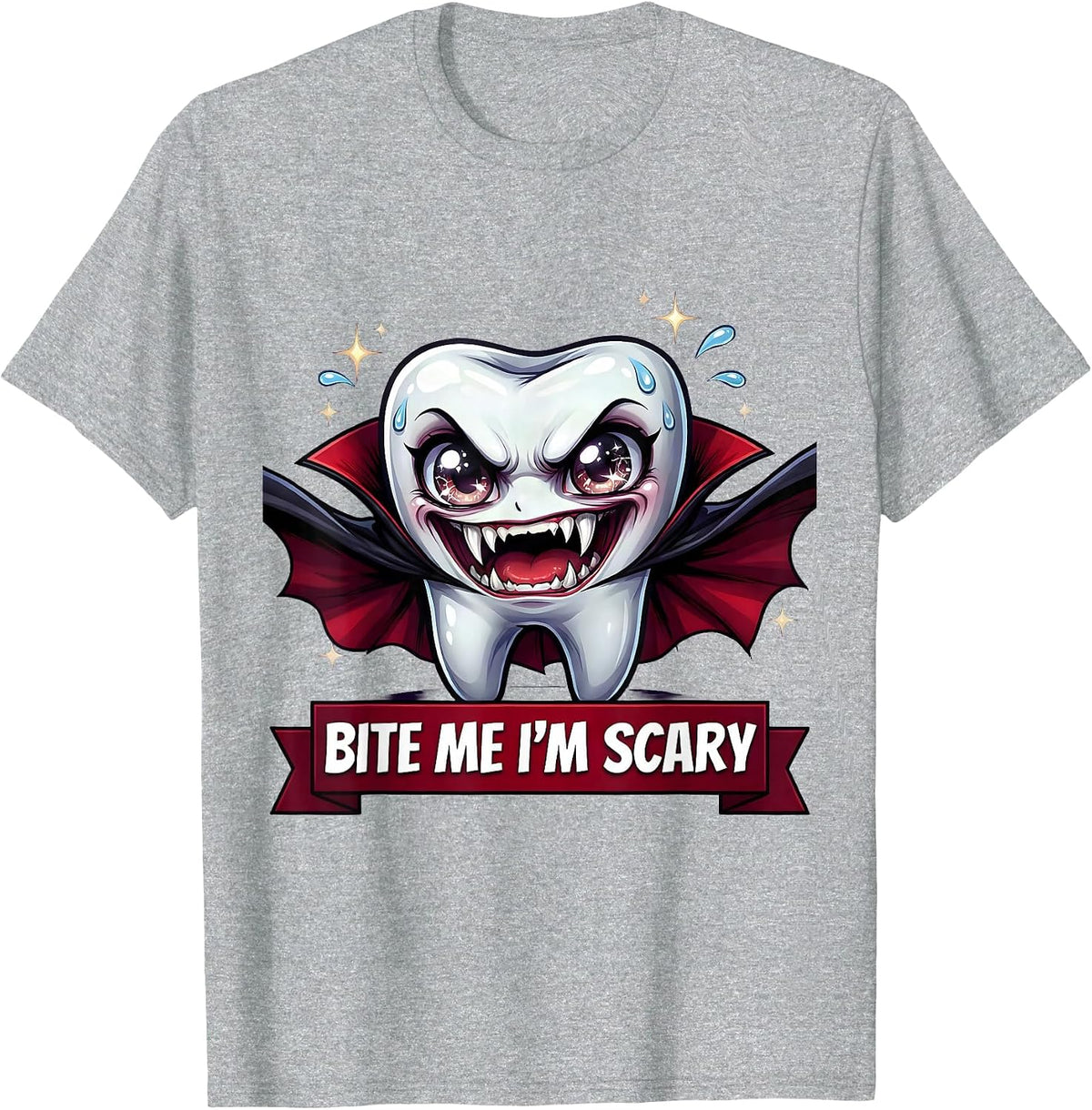 Men's Bite Me I'm Scary Dental Halloween Design T-Shirt - Heather Grey