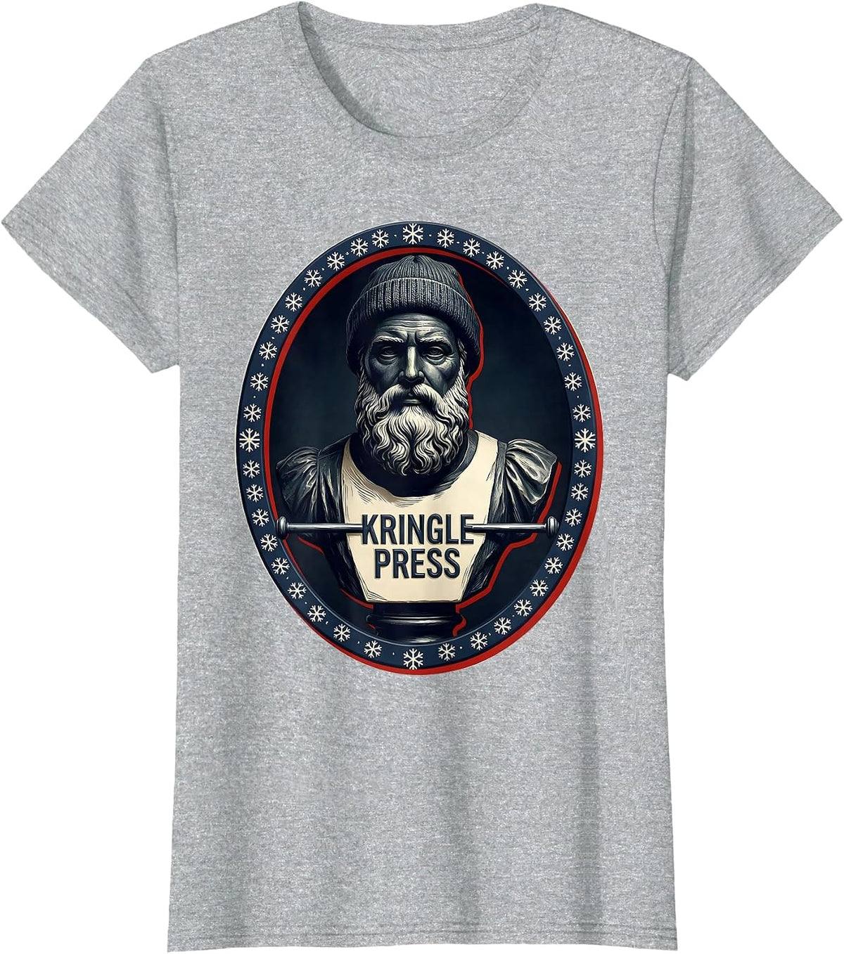 Women's Kringle Press Funny Christmas Gym Bodybuilding Workout T-Shirt - Heather Grey