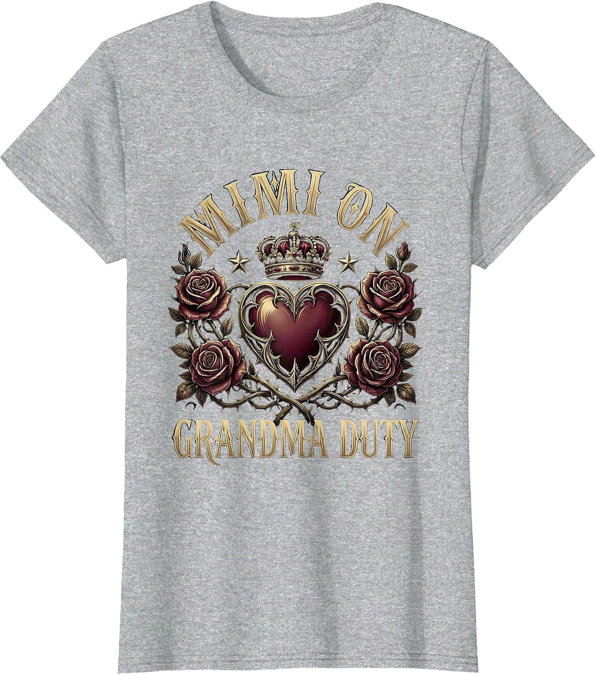 Women's Mimi On Grandma Duty Grandmother Design T-Shirt - Heather Grey