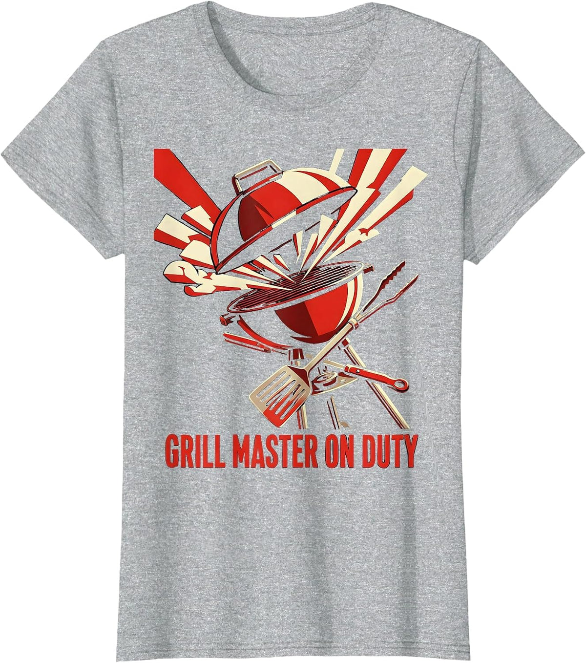 Grill Master On Duty Labor Day BBQ Design T-Shirt - Heather Grey