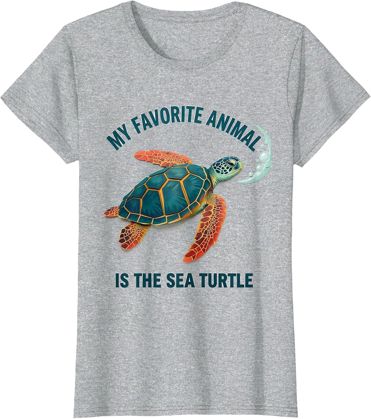 Women's My Favorite Animal Is The Sea Turtle Paper Cutout Ocean T-Shirt - Heather Grey