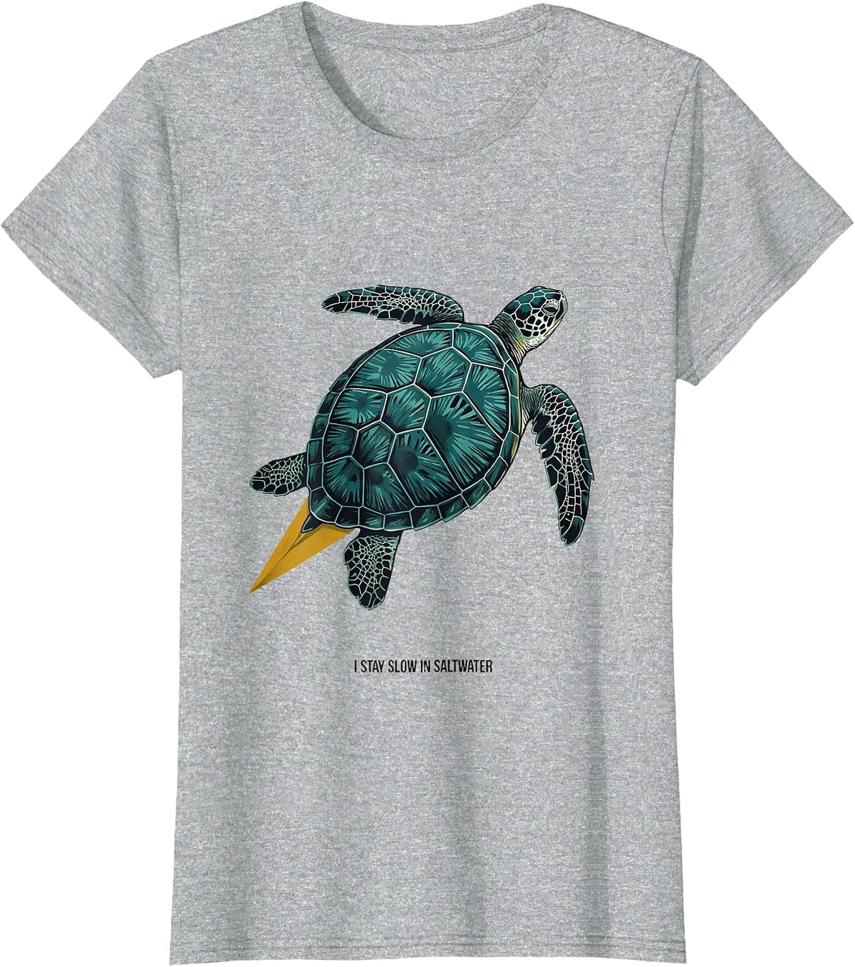 I Stay Slow In Saltwater Midcentury Modern Sea Turtle Lover T-Shirt - Heather Grey