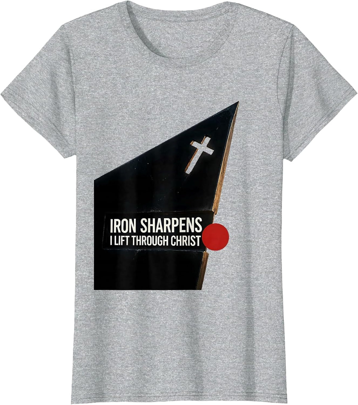 Women's Iron Sharpens I Lift Through Christ Faith-Based Gym Workout T-Shirt - Heather Grey