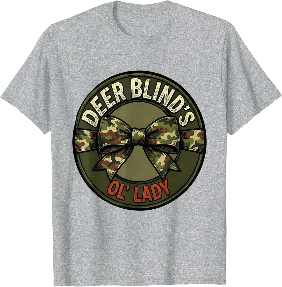 Men's Deer Blind's Ol' Lady Playful Camo Bow Hunting Woman Humor T-Shirt - Heather Grey