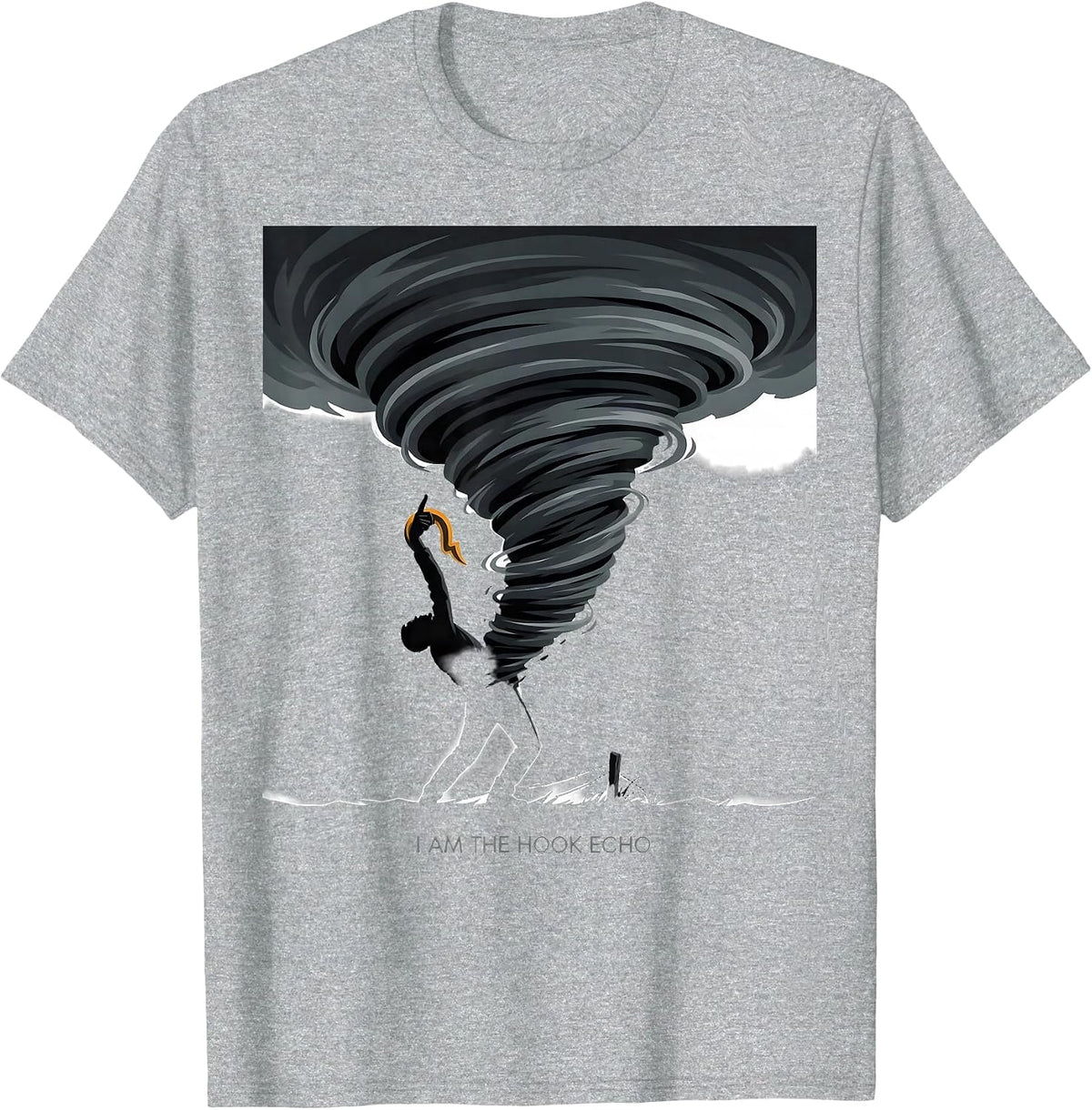 Men's I Am The Hook Echo Editorial Conceptual Storm Chaser T-Shirt - Heather Grey