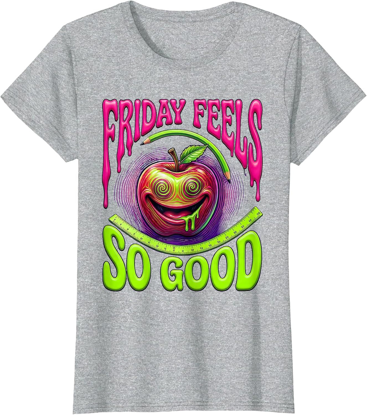 Friyay Teacher Friday Feels So Good Design T-Shirt - Heather Grey