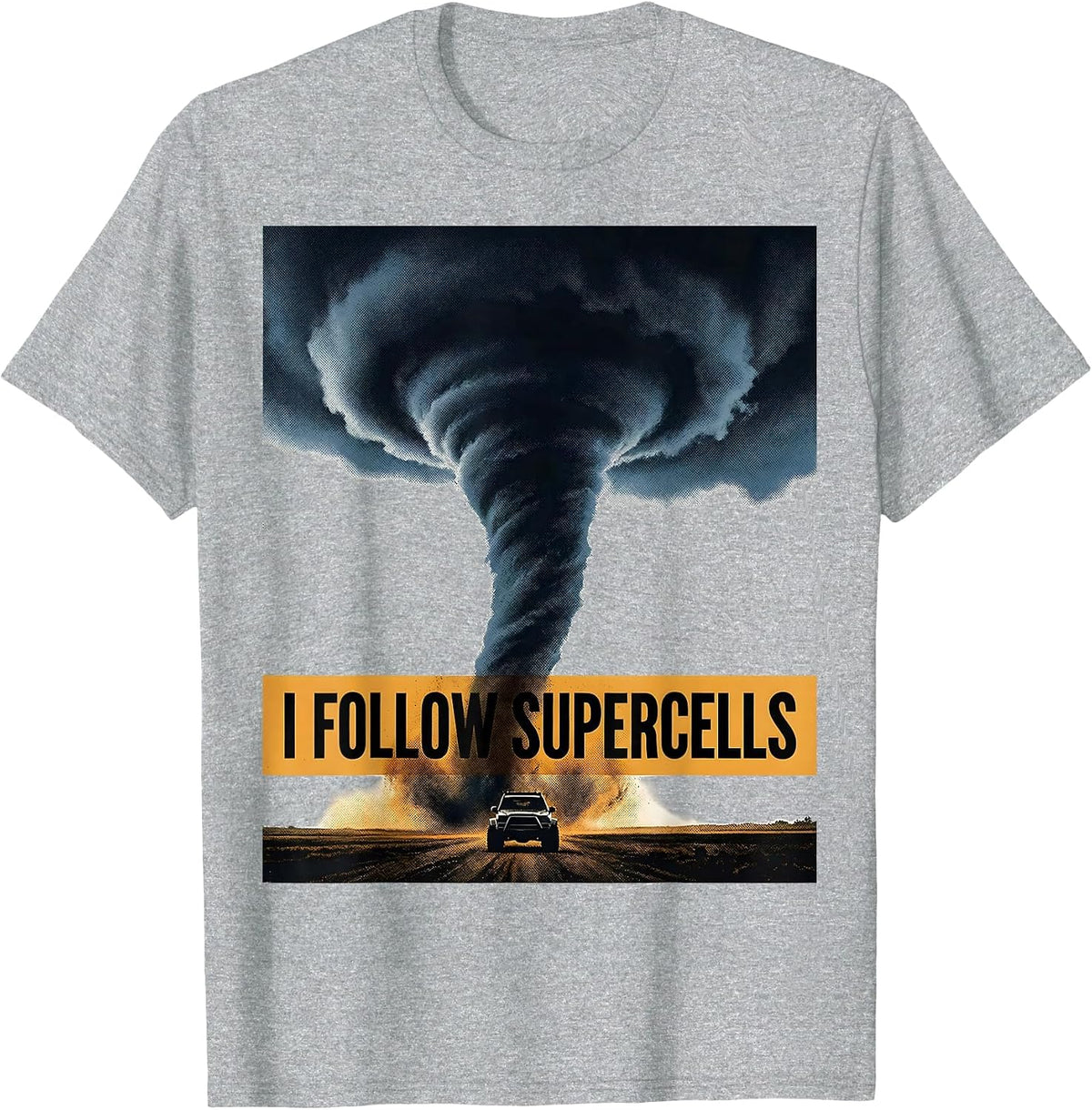 Men's I Follow Supercells Photo Screenprint Expressive Meteorology T-Shirt - Heather Grey