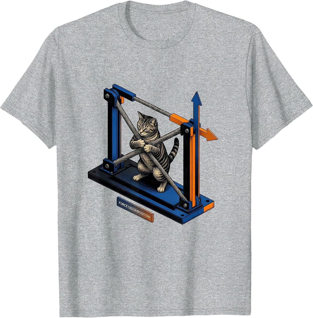 Men's Force Decomposition Funny Cat Physics Humor Design For Cat T-Shirt - Heather Grey