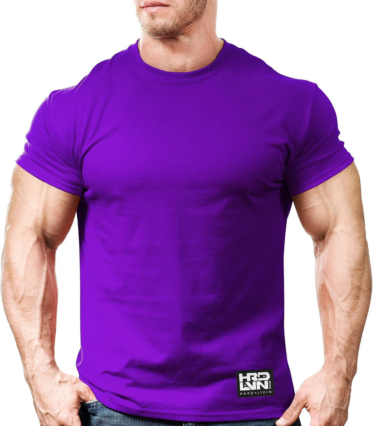 Monsta Clothing Co. Men's Bodybuilding Workout (HRD-LVN Classic-000) Gym T-Shirt - Purple