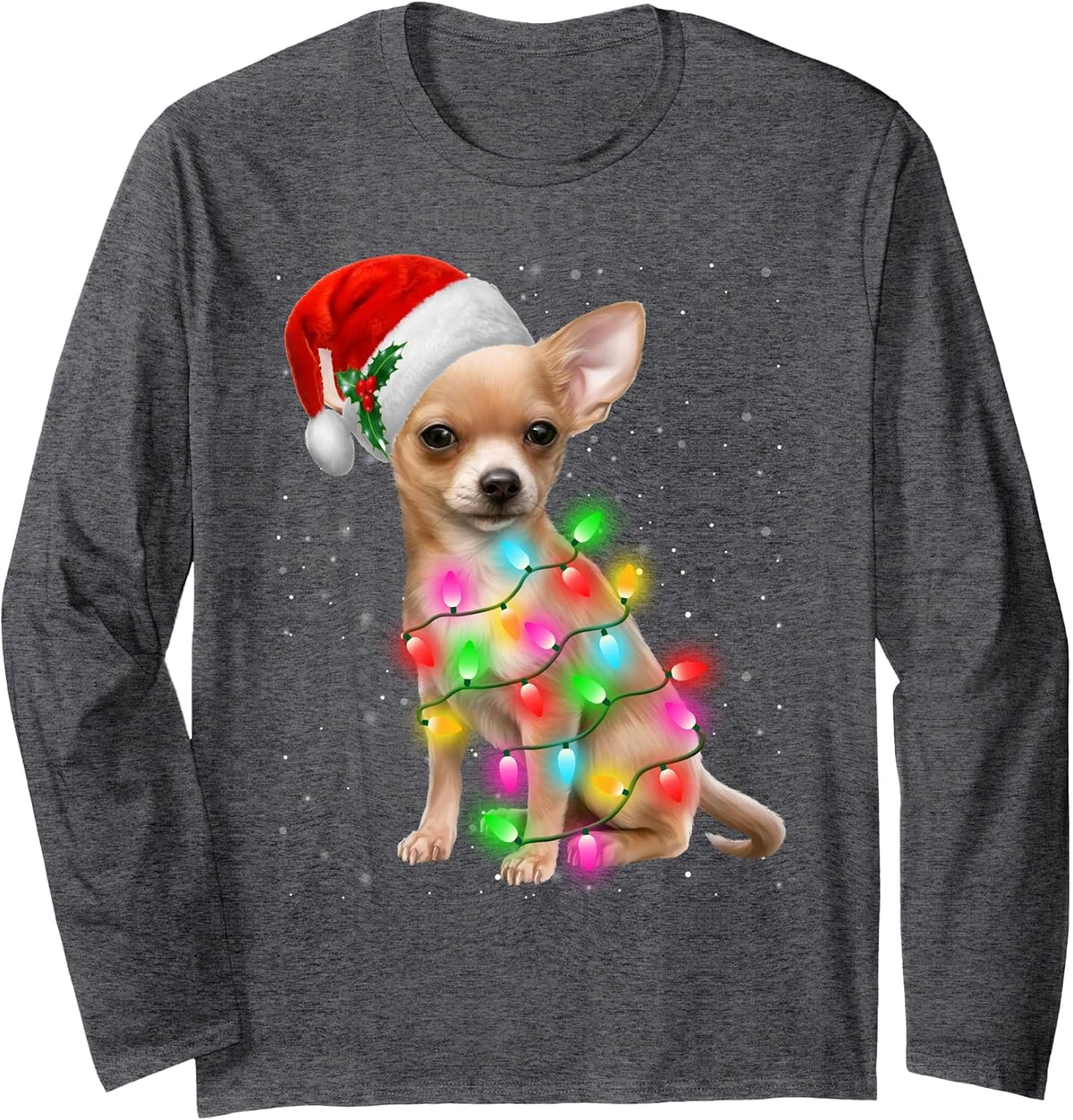 Chihuahua Dogs Tree Christmas Sweater Xmas Gifts Pet Dog Long Sleeve T-Shirt - Adult Unisex Dark Heather Grey