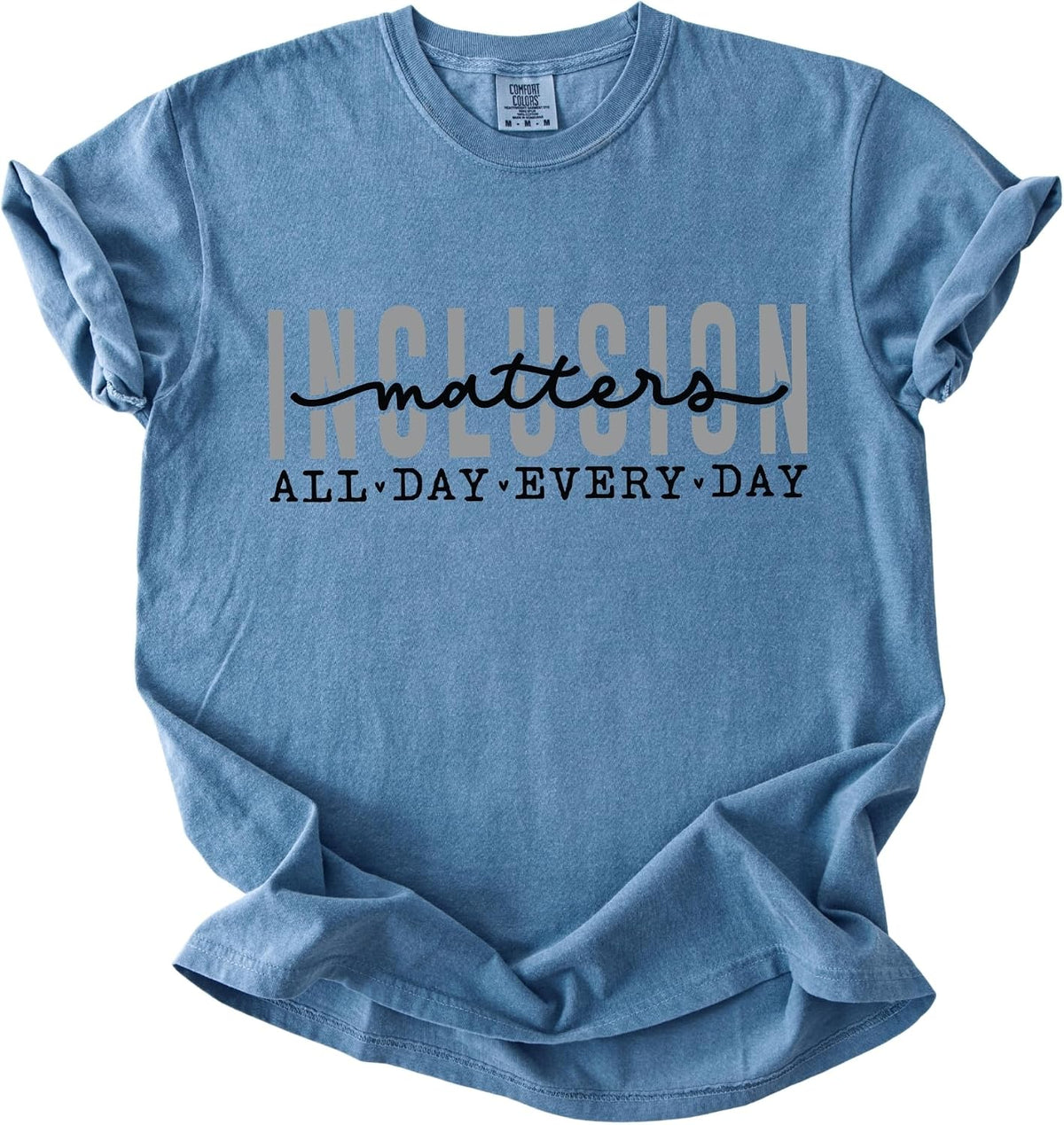 FITIN Inclusion Matters Garment-Dyed T-Shirt, Autism Awareness Graphic Tee, Inclusive Unisex Support T-Shirt - Blue Jean
