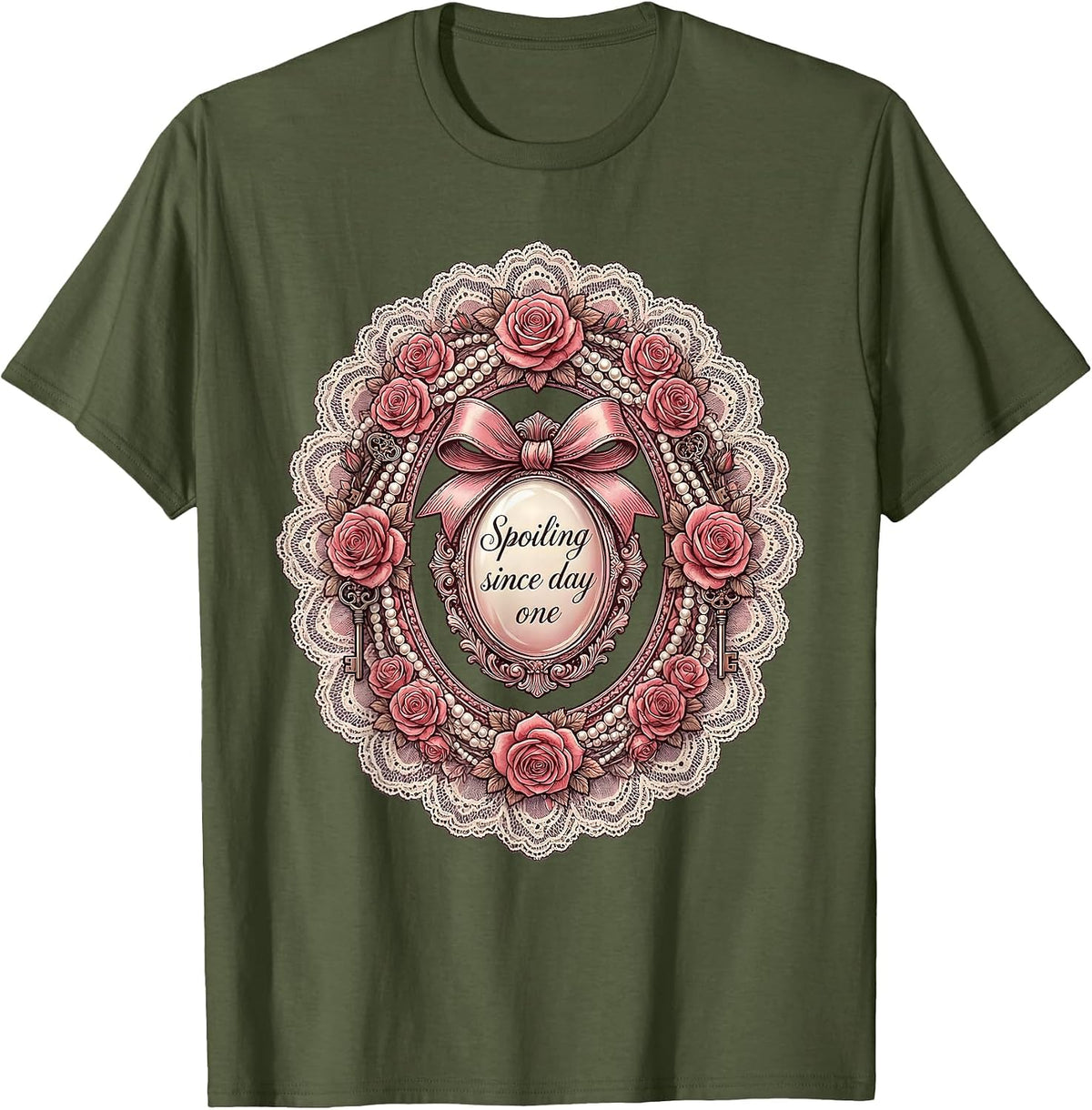 Spoiling Since Day One Mimi Design T-Shirt - Olive Green
