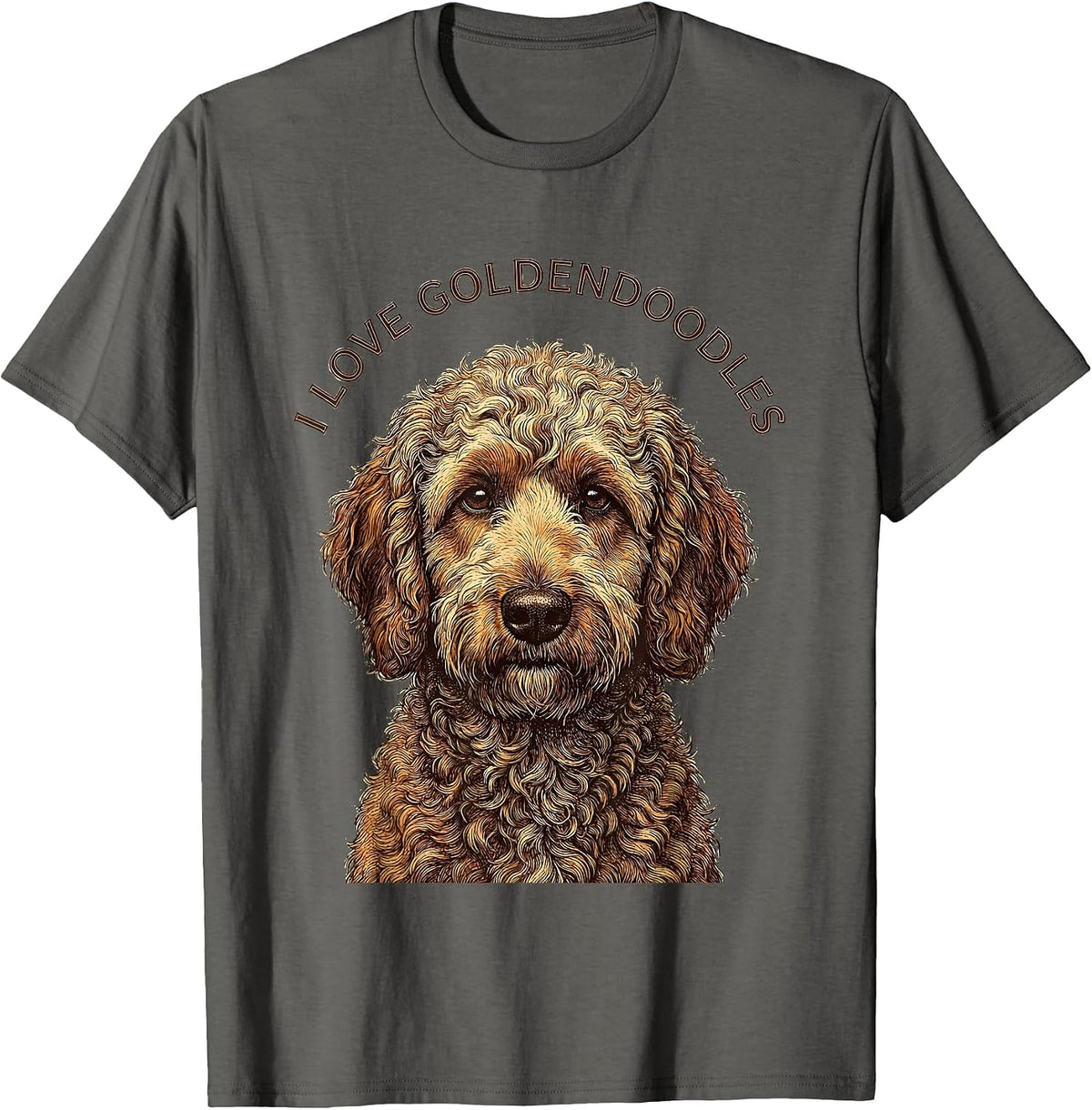 Men's I Love Goldendoodles Vintage Goldendoodle Portrait Animal T-Shirt - Asphalt Grey