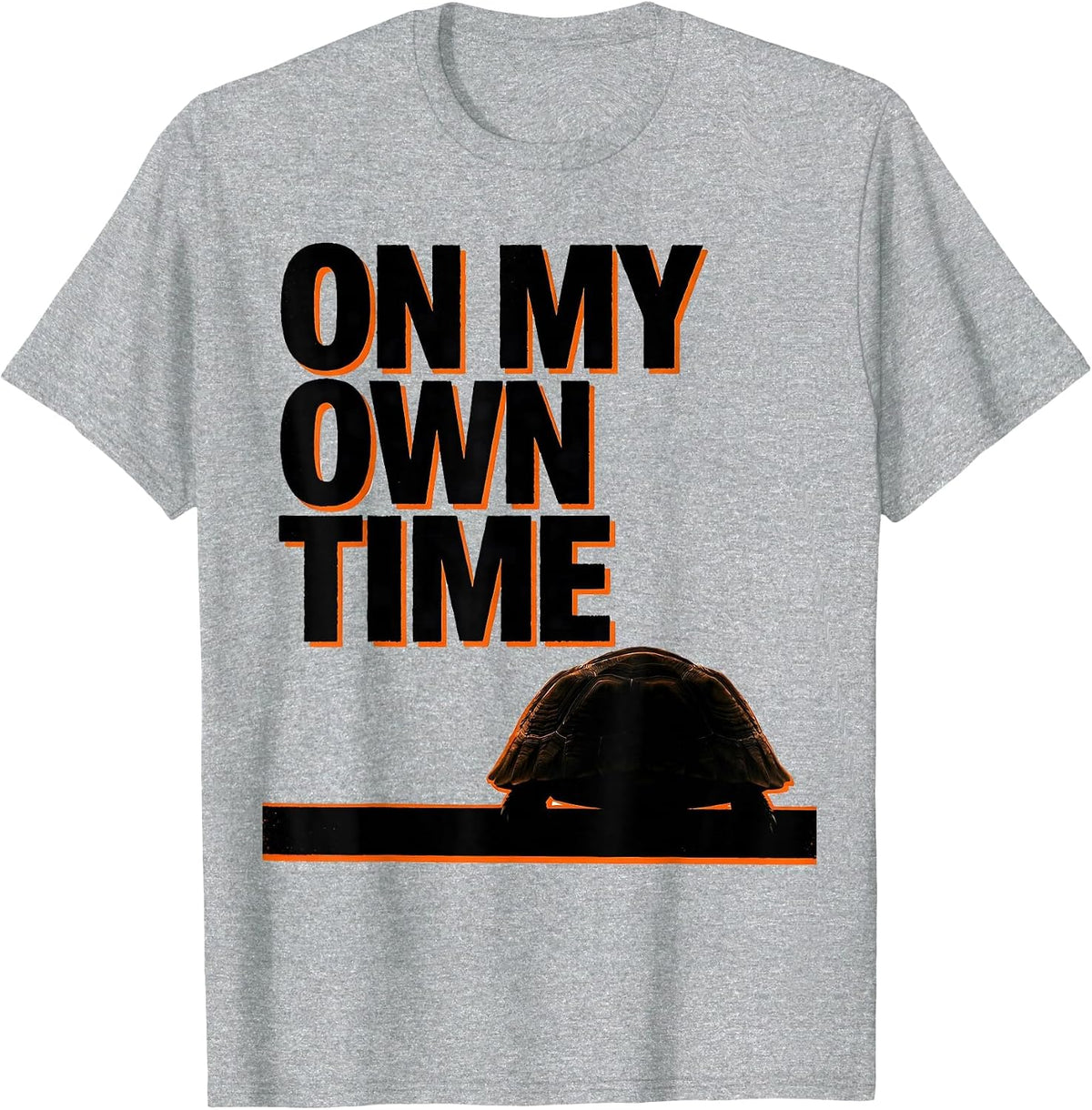 Men's On My Own Time Brutalist Turtle Lover Gift Tortoise Humor T-Shirt - Heather Grey