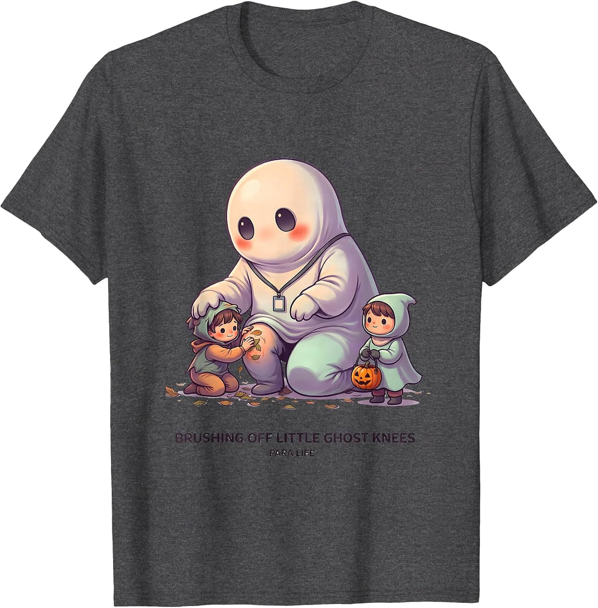 Brushing Off Little Ghost Knees Para Life Paraeducator T-Shirt - Dark Heather Grey