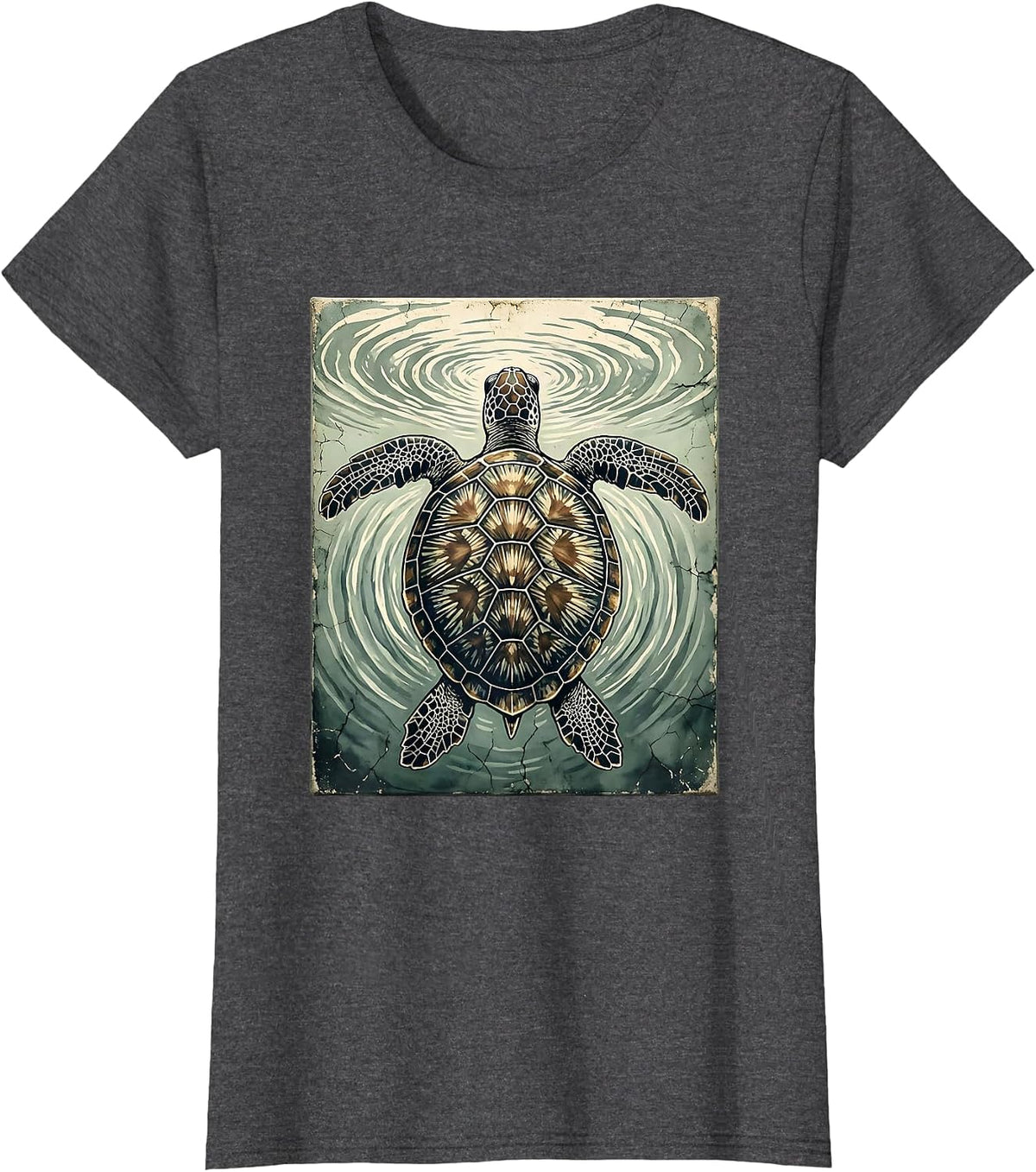 Women's Turtle Swimming Toward Ocean Surface Light T-Shirt - Dark Heather Grey