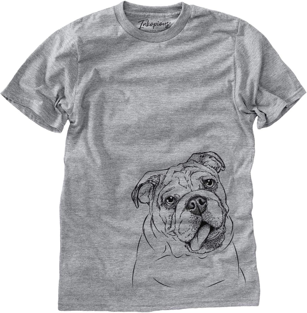 Bare Benson the English Bulldog Dog Triblend T-Shirt - Unisex Grey Crew Neck