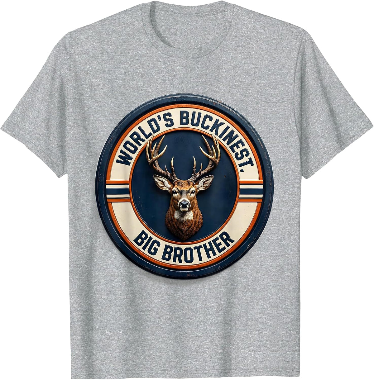 Men's World's Buckinest Big Brother Funny Deer Hunting Dad Joke T-Shirt - Heather Grey