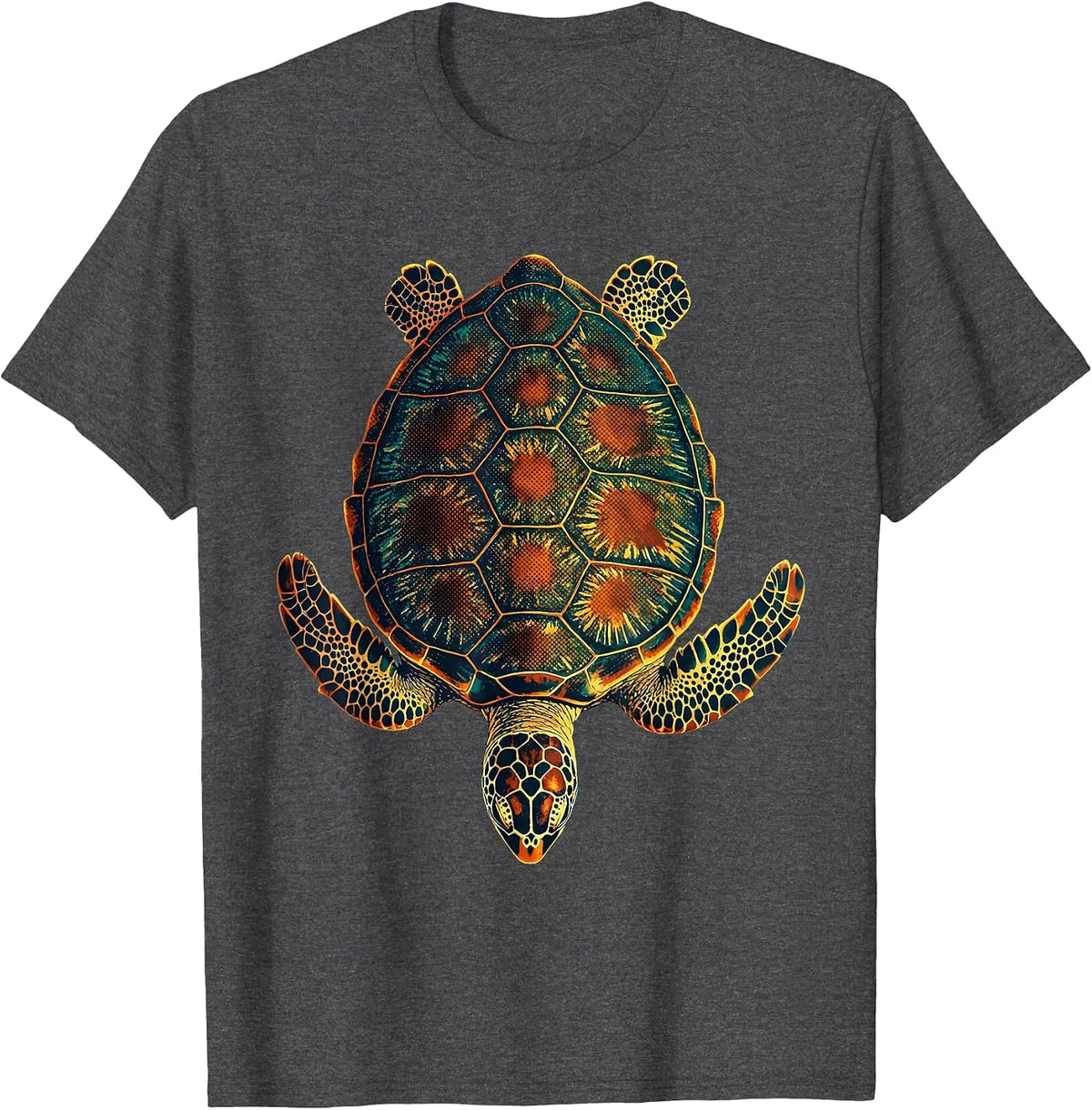 Polka Dot Sea Turtle Shell Graphic Tee T-Shirt - Dark Heather Grey