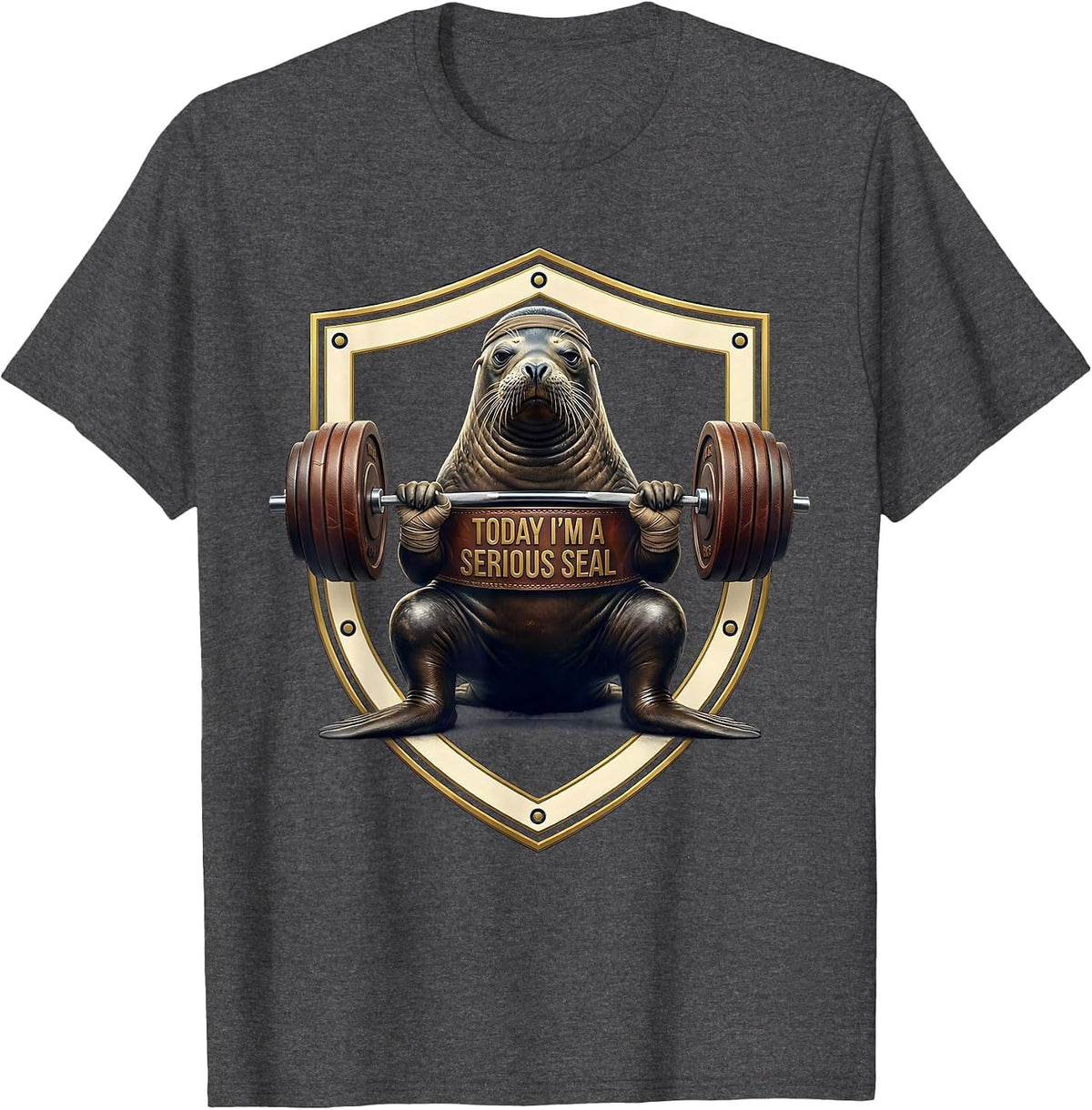 Today I'm A Serious Seal Funny Gym Weightlifting Workout T-Shirt - Dark Heather Grey