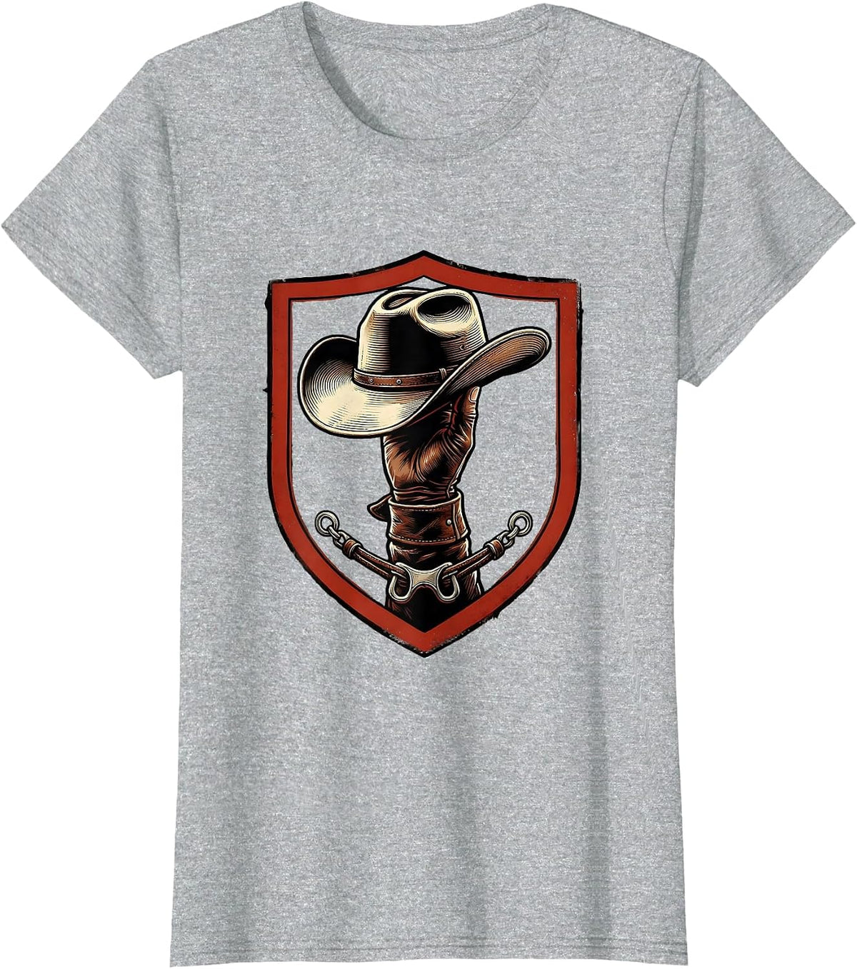 Sealed Shield Cowboy Hat Western Cowgirl Rodeo Pride T-Shirt - Heather Grey