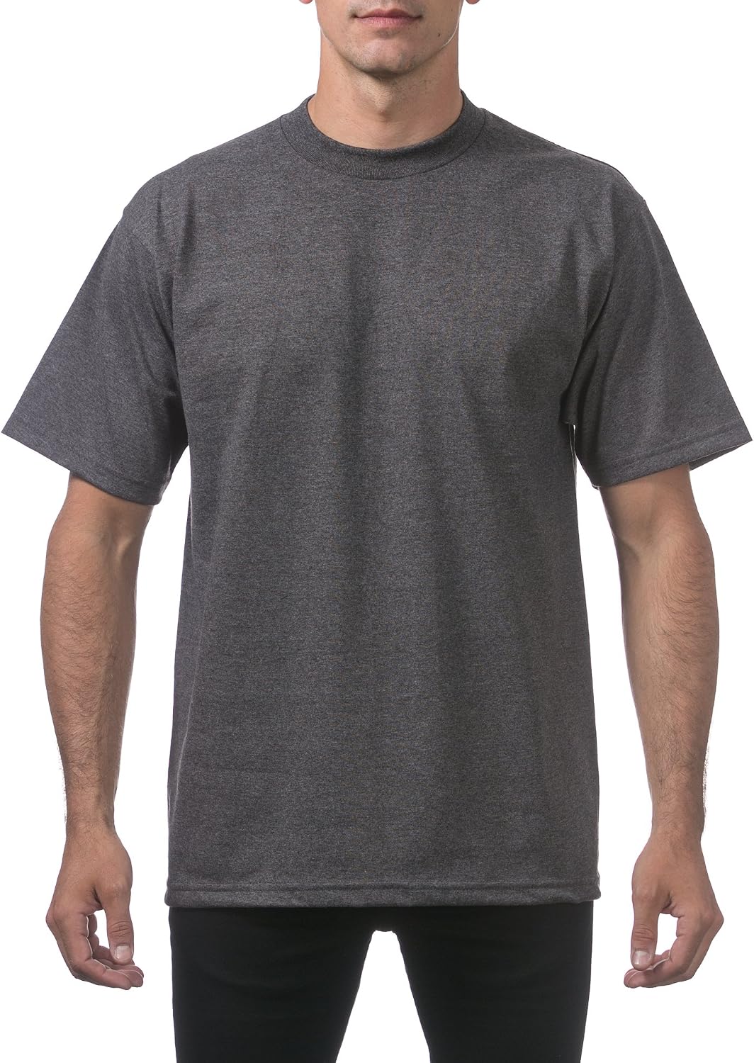Pro Club Mens Heavyweight Cotton Short Sleeve Crew Neck T-Shirt - Charcoal