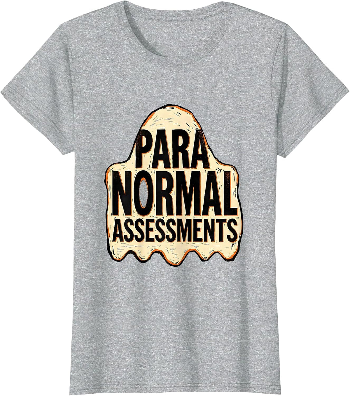 Para Normal Assessments Linocut Ghost Paraeducator Halloween T-Shirt - Heather Grey