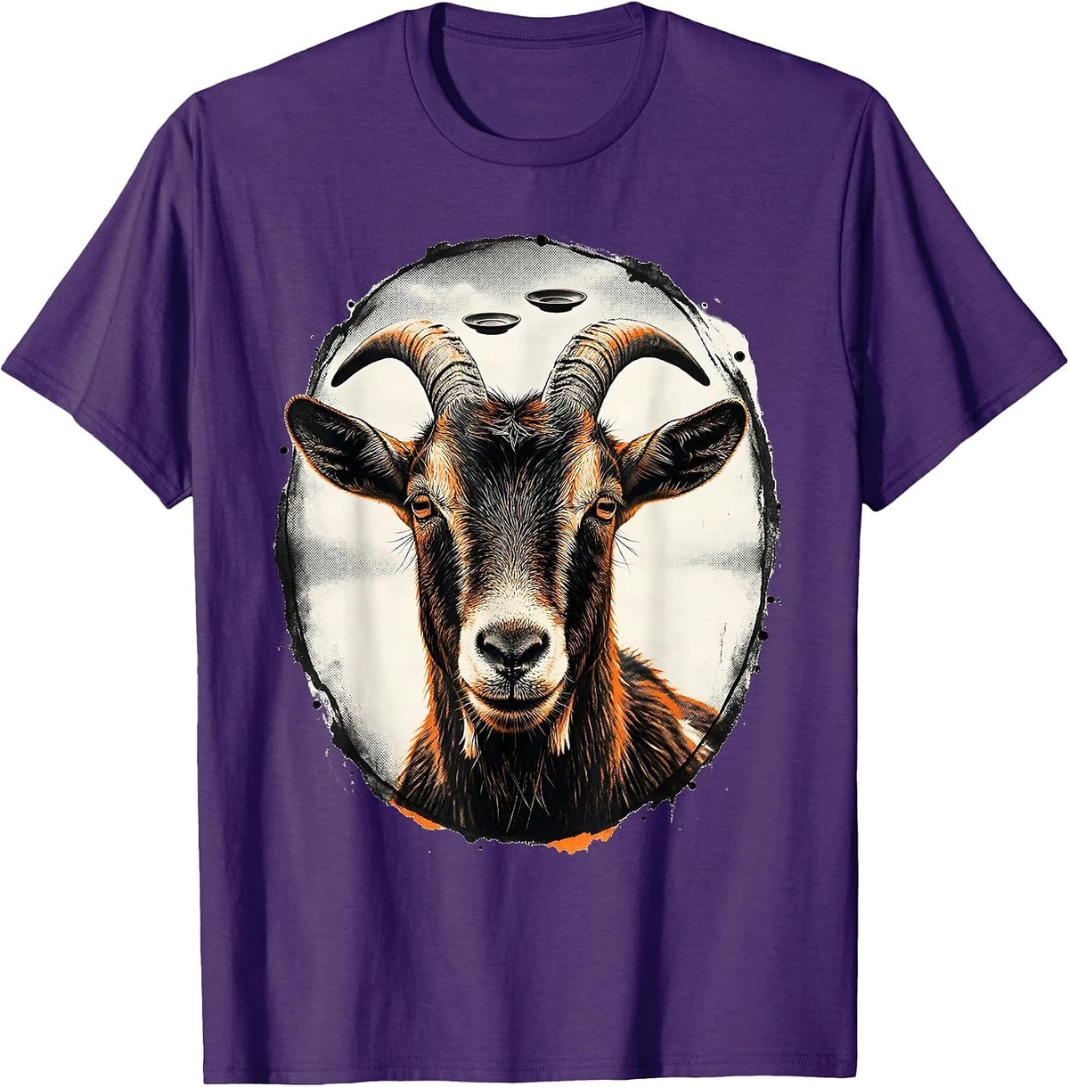 Men's Goat UFO Abduction Funny Animal Selfie Vintage T-Shirt - Purple