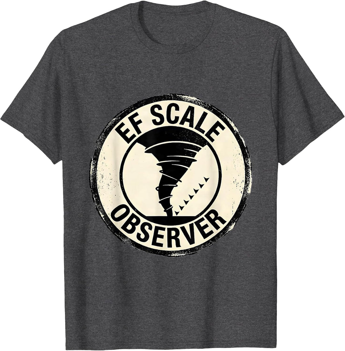EF Scale Observer Rubber Stamp Tornado Chaser Weather T-Shirt - Dark Heather Grey