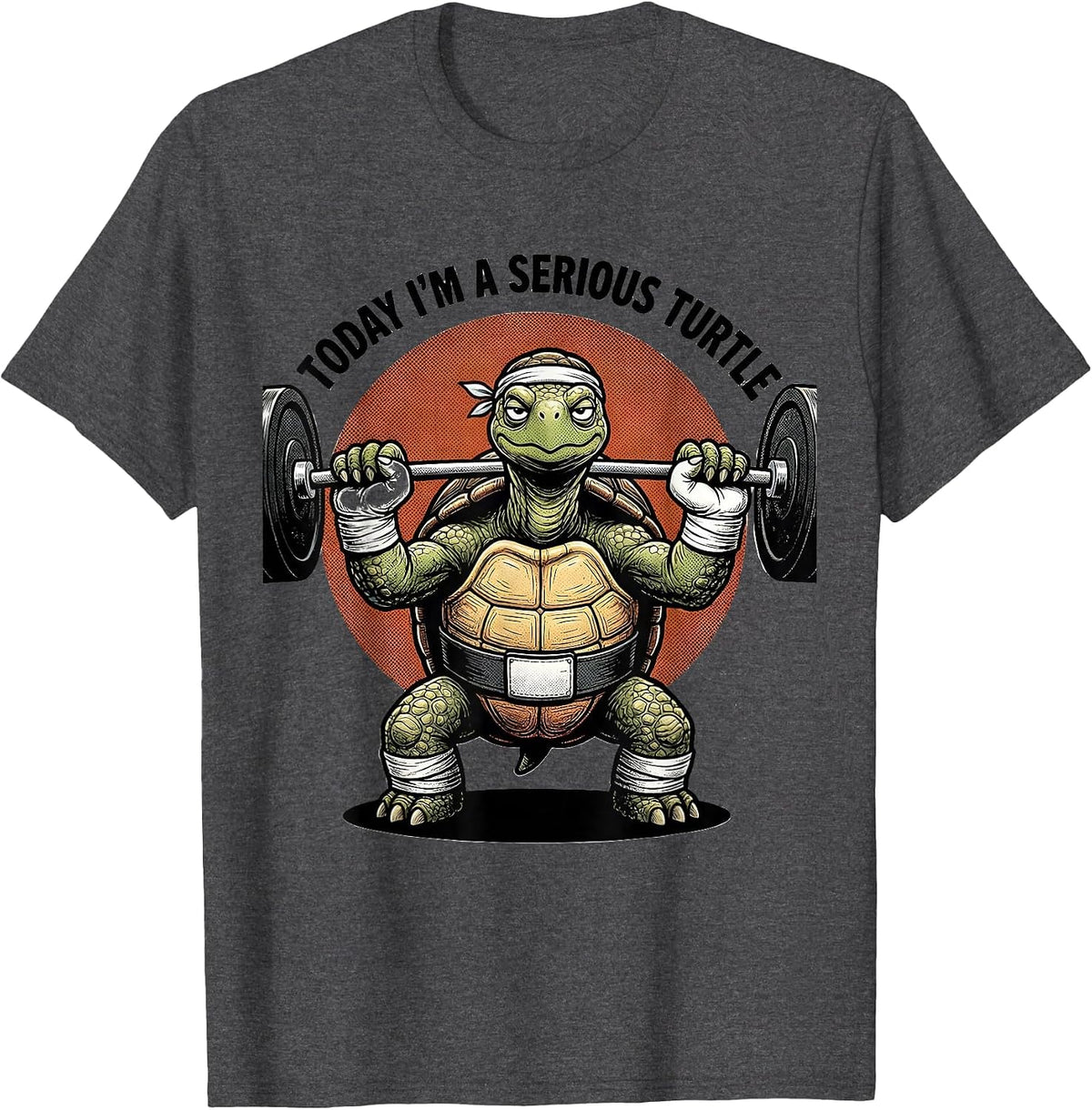 Men's Today I'm A Serious Turtle Funny Gym Workout Weightlifting T-Shirt - Dark Heather Grey
