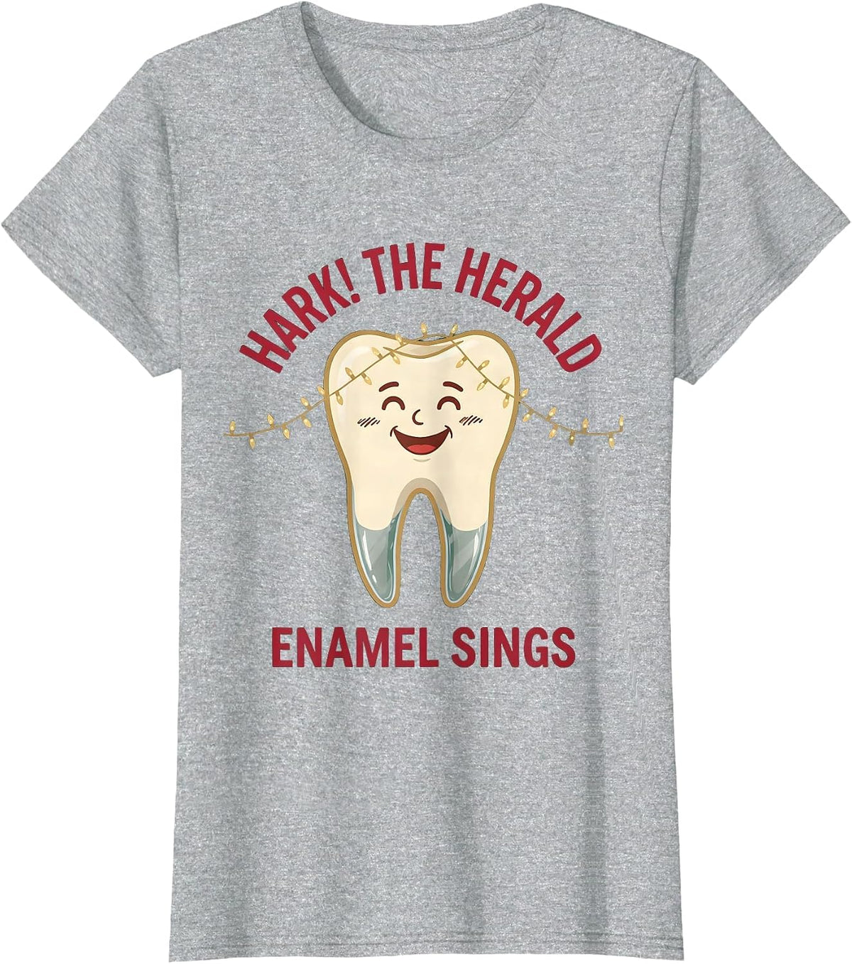 Hark! The Herald Enamel Sings Funny Dental Christmas Dentist T-Shirt - Heather Grey