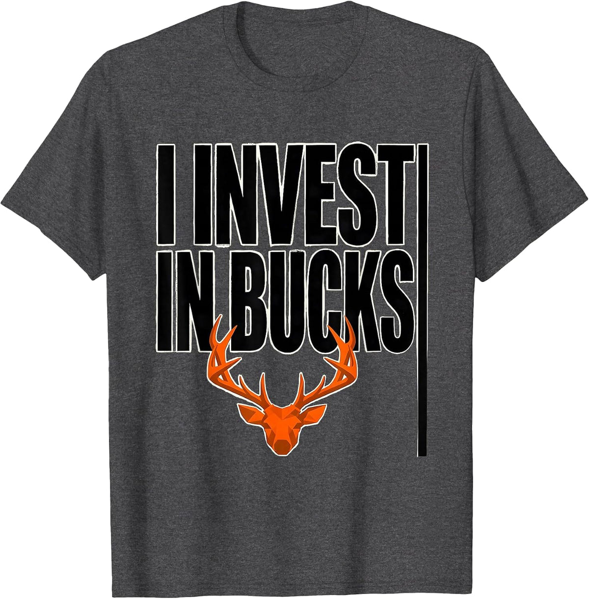 Men's I Invest In Bucks Funny Deer Hunting Camo Dad Humor T-Shirt - Dark Heather Grey