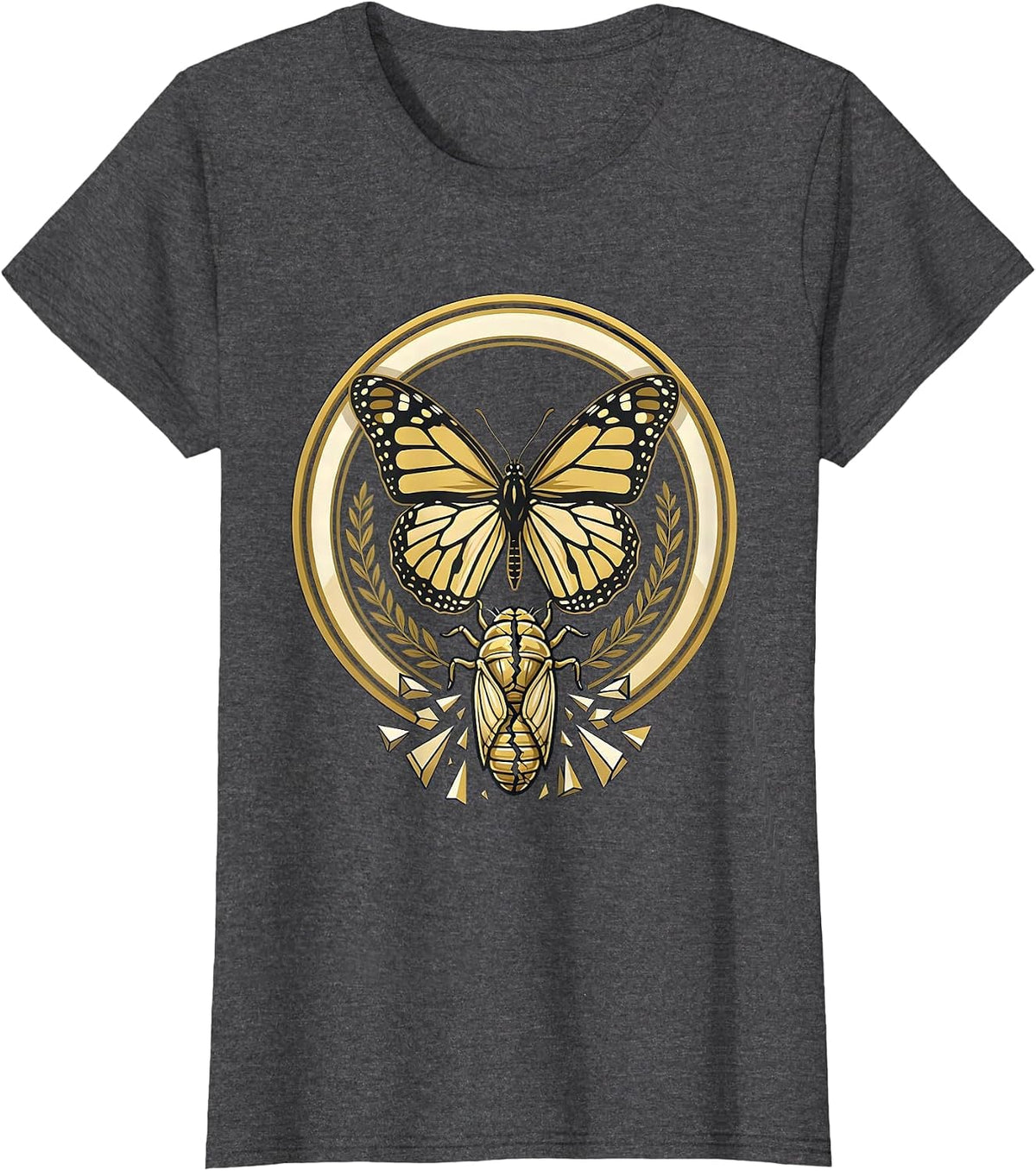 Women's School Counselor Butterfly Chrysalis Transformation T-Shirt - Dark Heather Grey