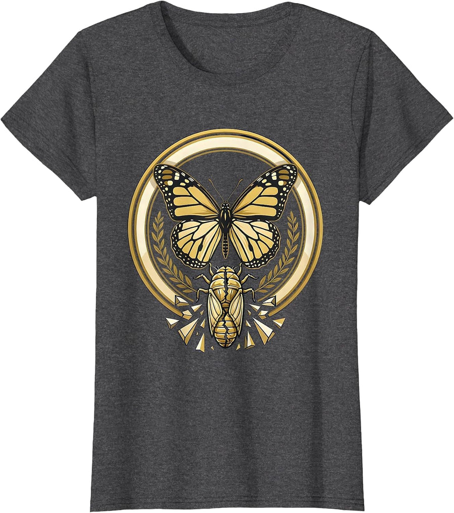 Women's School Counselor Butterfly Chrysalis Transformation T-Shirt - Dark Heather Grey