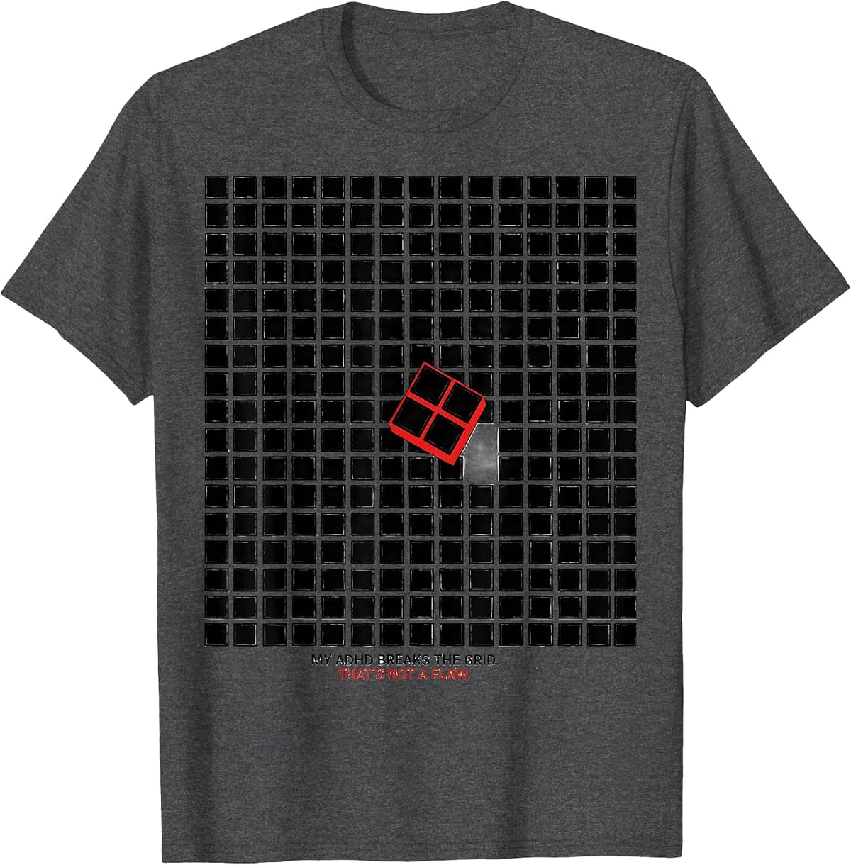 My ADHD Breaks The Grid Funny ADHD Gamer Neurodiversity T-Shirt - Dark Heather Grey