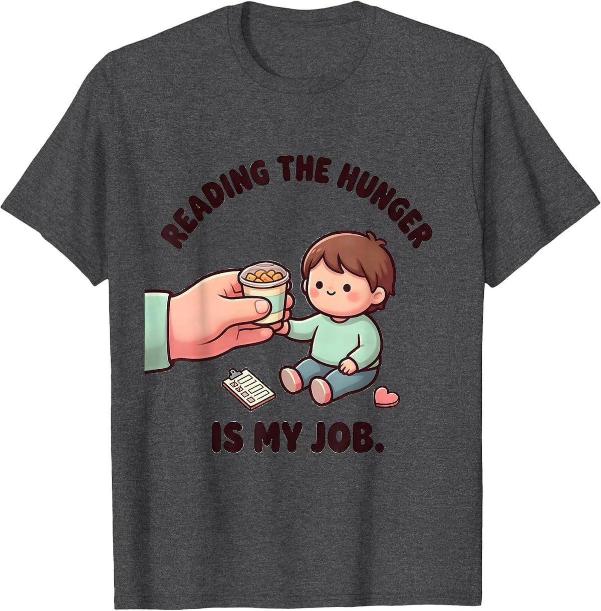 Men's Reading The Hunger Is My Job Cute Kawaii Paraeducator T-Shirt - Dark Heather Grey