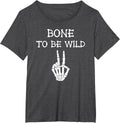 Bone to be Wild Halloween Funny Matching Family Skeleton T-Shirt - Dark Heather Grey