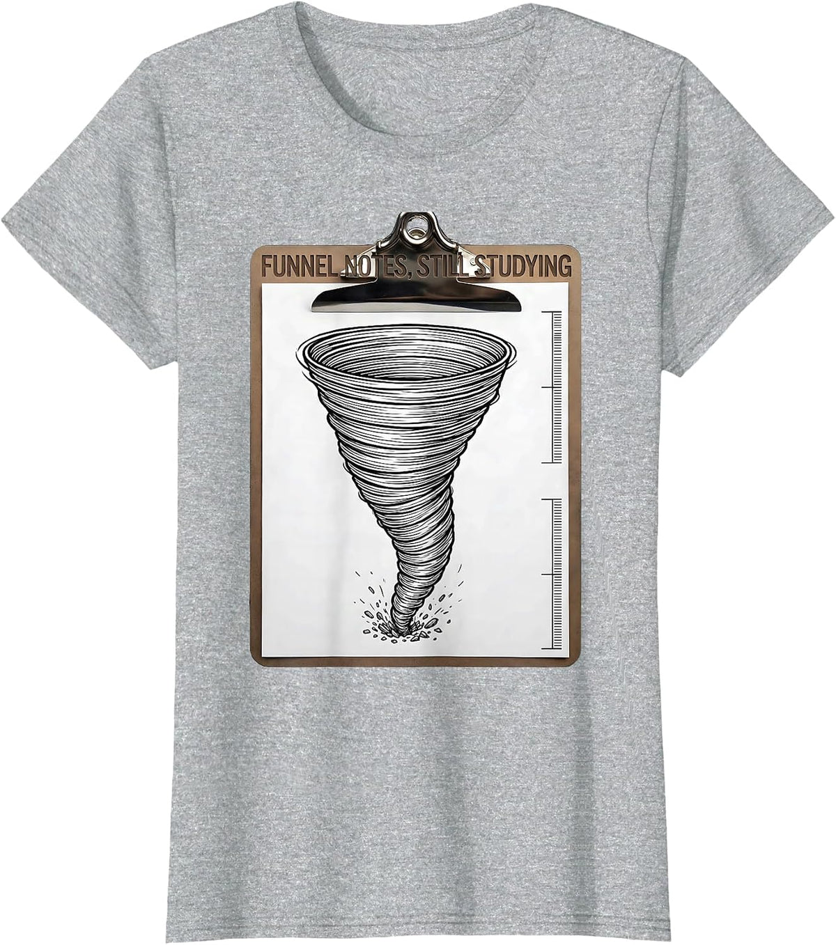 Women's Funnel Notes Still Studying Line Art Meteorology Gift T-Shirt - Heather Grey
