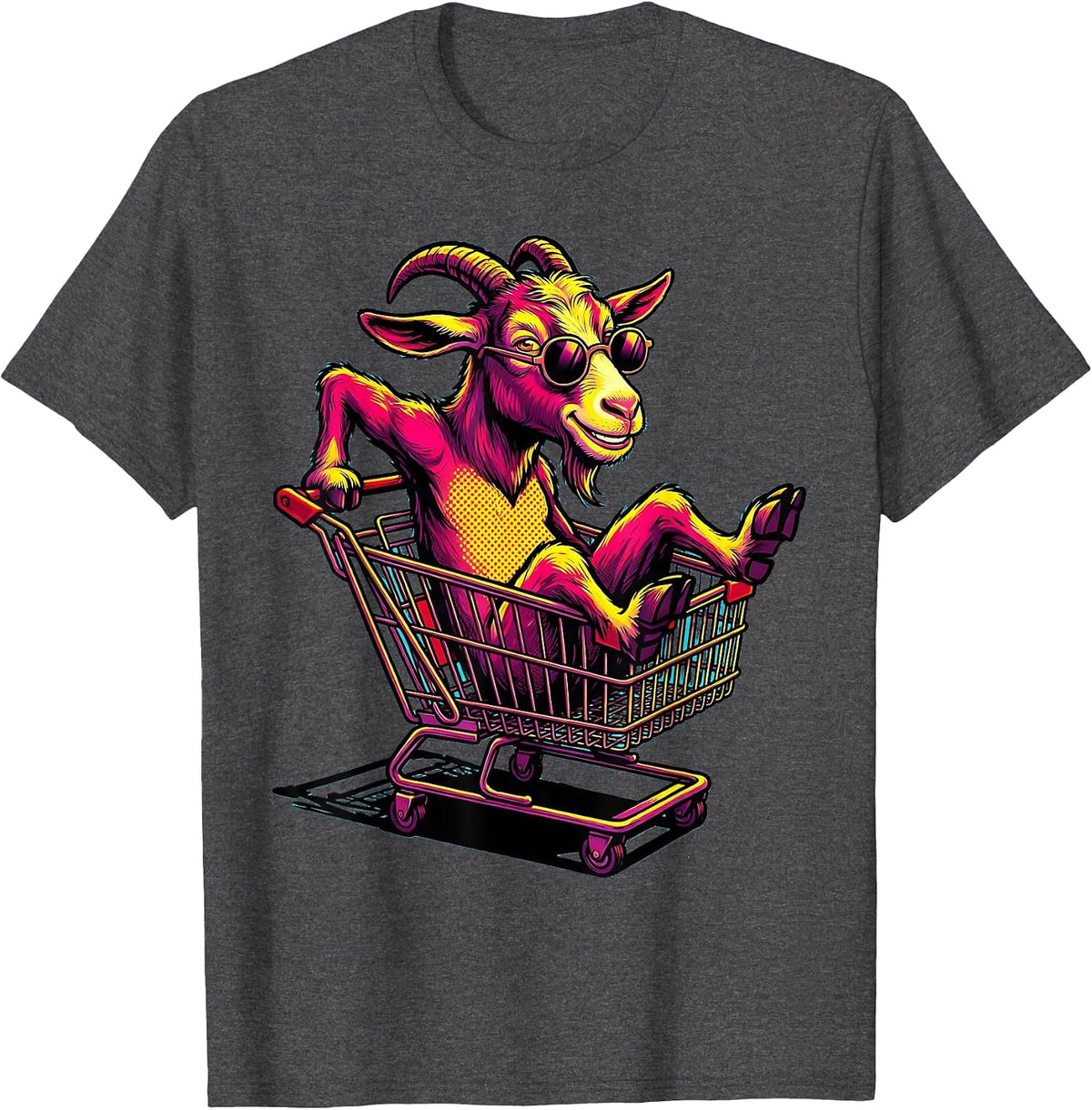 Men's Goat in Sunglasses Shopping Cart Climber T-Shirt - Dark Heather Grey