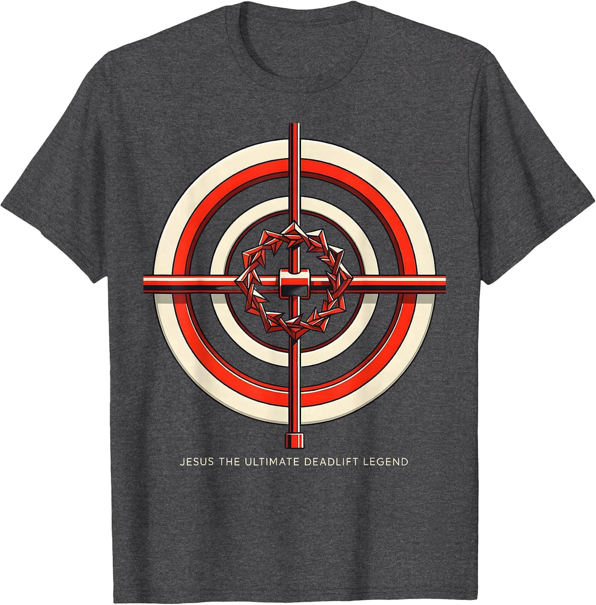 Men's Jesus The Ultimate Deadlift Legend Geometric Christian Gym T-Shirt - Dark Heather Grey