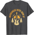 Men's Headbangers Never Grow Up 80s Rock Band Design T-Shirt - Dark Heather Grey