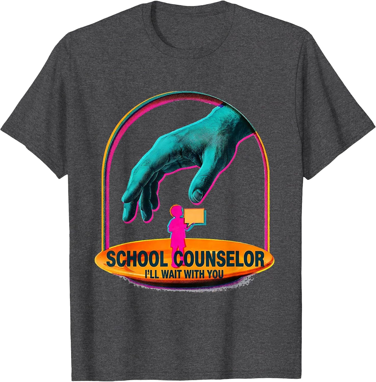 Men's School Counselor I’ll Wait With You Warm Humor Mental Health T-Shirt - Dark Heather Grey