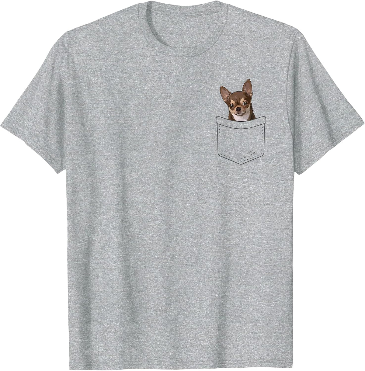 Cute Chihuahua Pocket for Men Women Animal Dog Owner Trainer T-Shirt - Heather Grey