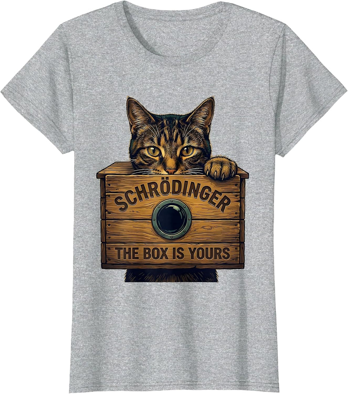 Women's Schrödinger, The Box Is Yours Funny Science Cat Lover T-Shirt - Heather Grey