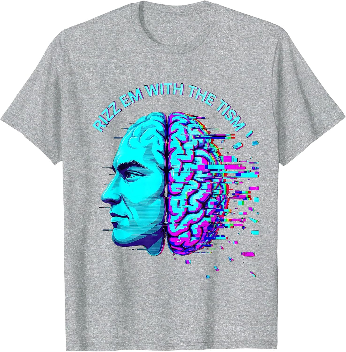 Men's Rizz Em With The Tism Autism Awareness Design T-Shirt - Heather Grey