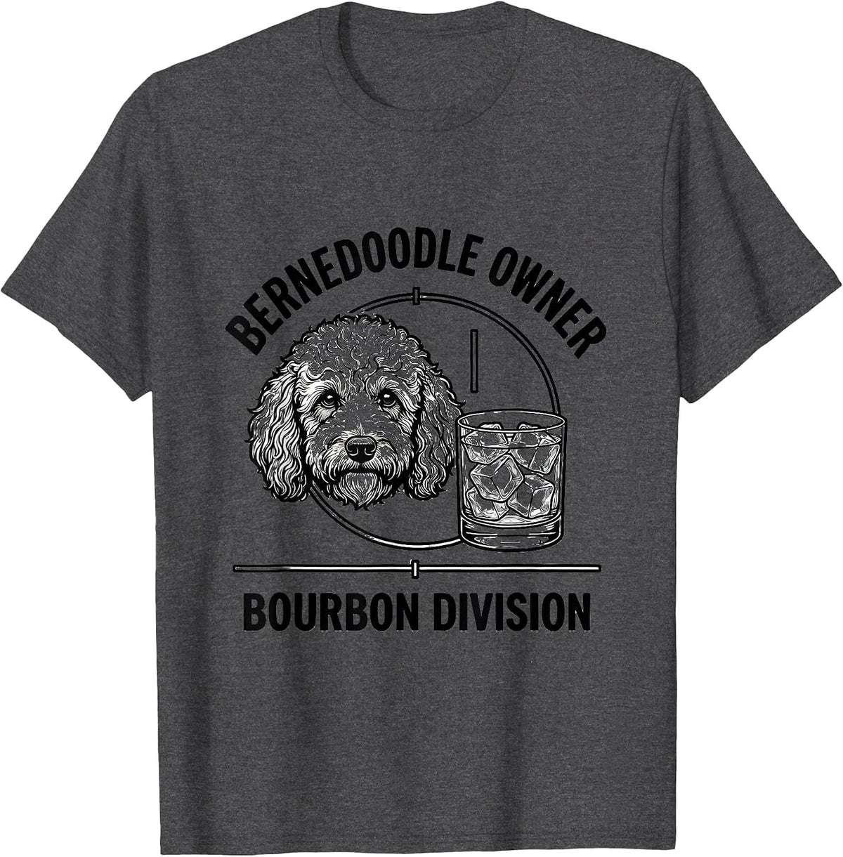 Men's Bernedoodle Owner Bourbon Division Funny Dog Lover Coffee T-Shirt - Dark Heather Grey